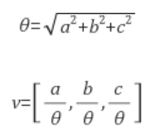 회전각(θ) 및 회전축 벡터(v)